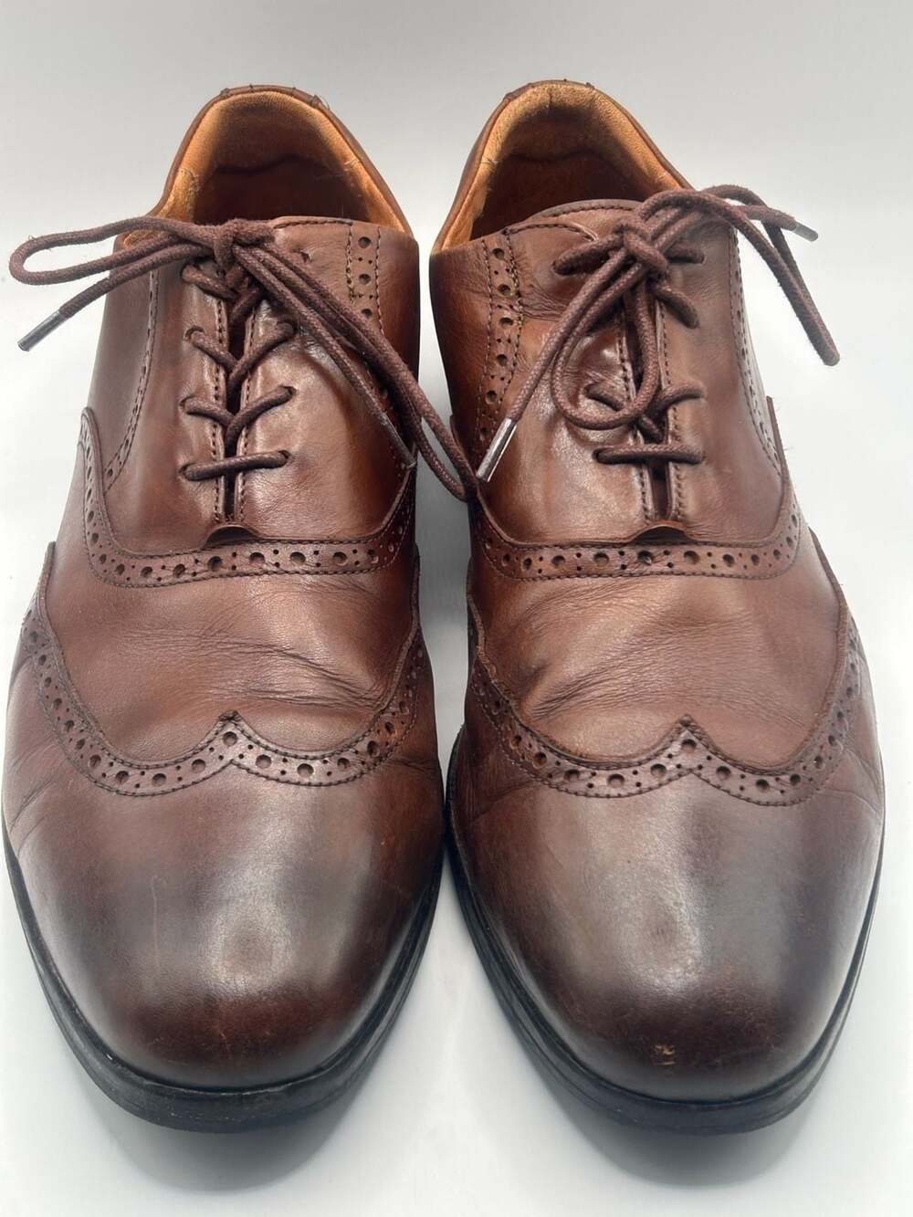 Wolf & Shepherd Men's Brown Leather Wingtip Oxford Dress Shoes